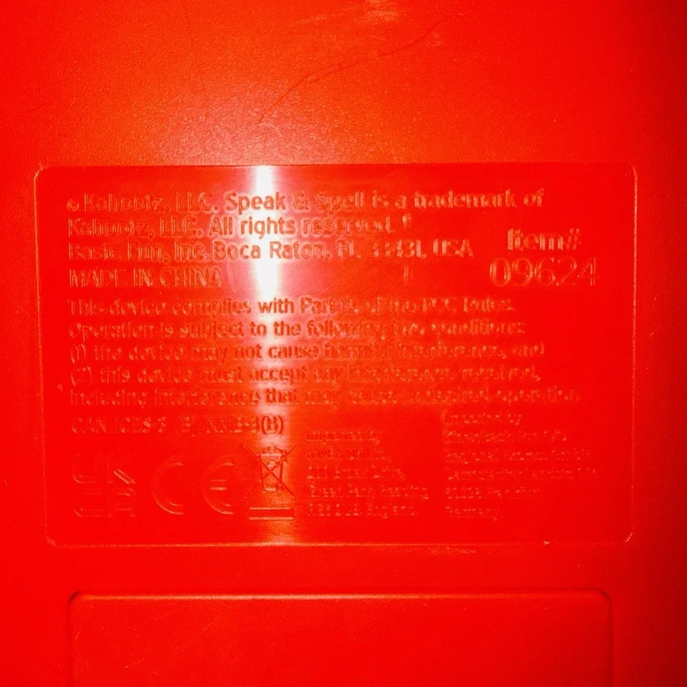Speak & Spell Electronic Learning Toy Red Yellow Tested Works Basic Fun 09624